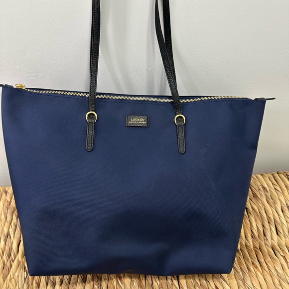 Lauren Ralph Lauren Blue and Black Tote Bag with Sleek Design - Picture 1 of 8